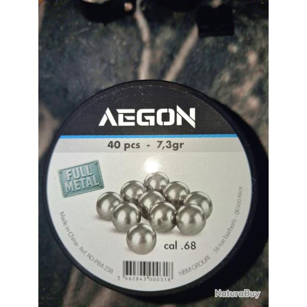 Bille M�tal cal.68 - 7,3 gr Boite de 40 - Aegon