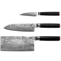 Asian 3-Piece Knife Set - Pakka Damascus Collection
