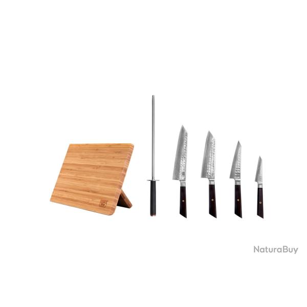 Complete 6-Piece Knife Set - Bunka Damascus Collection