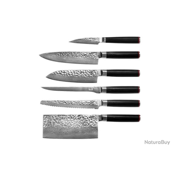 Complete 6-Piece Knife Set - Pakka Damascus Collection