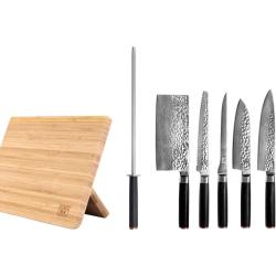 Complete Professional 8-Piece Knife Set - Pakka Damascus Collection