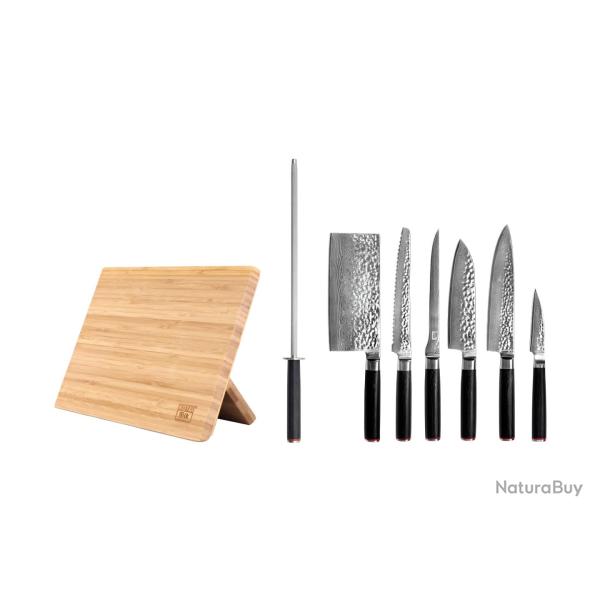 Complete Professional 8-Piece Knife Set - Pakka Damascus Collection