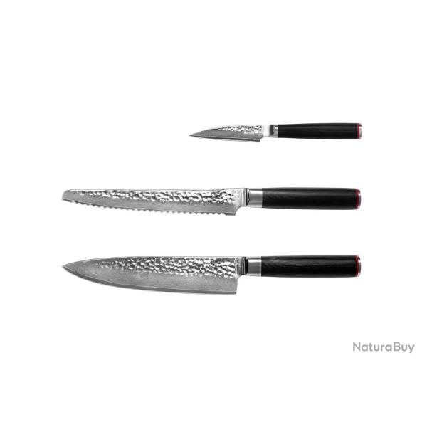 Essential 3-Piece Knife Set - Pakka Damascus Collection