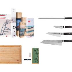Essential 6-Piece Knife Set - Bunka Collection (cutting board)
