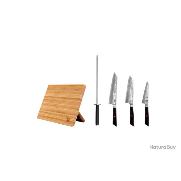 Essential Professional 5-Piece Knife Set - Bunka Damascus Collection