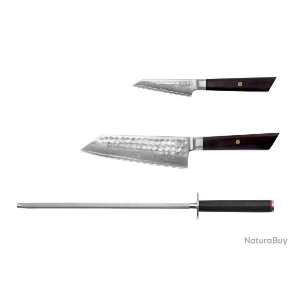 Starter 3-Piece Knife Set - Bunka Damascus Collection (Honing Steel)
