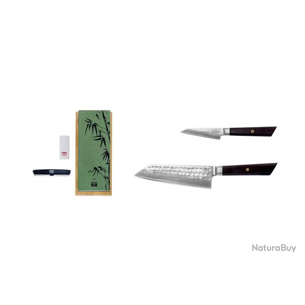 Starter 3-Piece Knife Set - Bunka Damascus Collection (Sharpening Set)