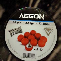 50 Billes Titan calibre .50 coeur acier 12.57mm Aegon