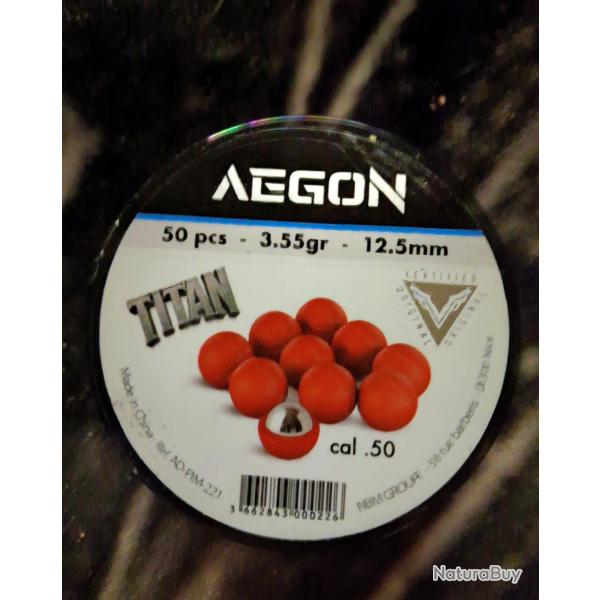 50 Billes Titan calibre .50 coeur acier 12.57mm Aegon