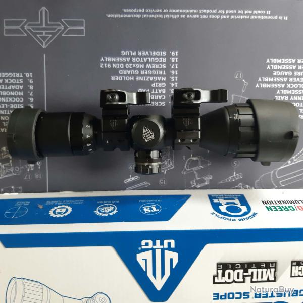 Lunette UTG Bugbuster 3-9x32 AO Reticle Mil-Dot Lumineux Neuf Avec Colliers 21mm QD