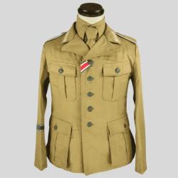 Veste Tropicale Allemande M40 Afrikakorps - Coton Sable avec Insignes - Reproduction WW2 XL