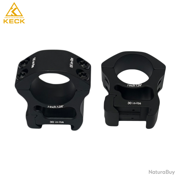 Colliers de montage KECK KE1025 - tube 25,4 mm - Picatinny - hauteur 17 mm