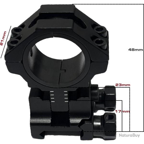 Colliers r�glables en hauteur KECK KE2030 - tube 30 mm - Picatinny - 17 � 23 mm