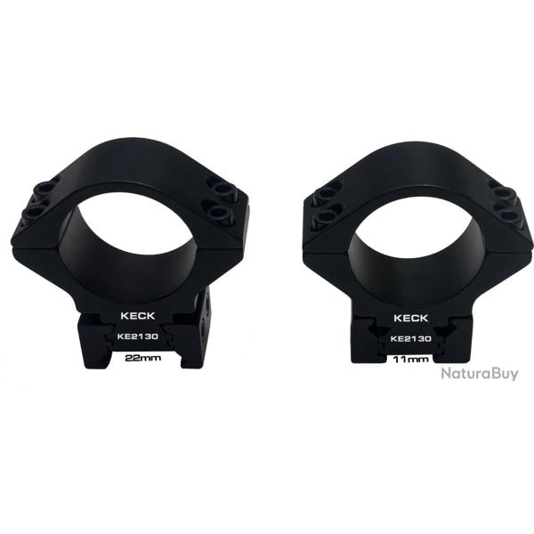 Montage r�glable en hauteur KECK KE2130 - tube 30 mm - double rail Picatinny / queue d'aronde - 17 �