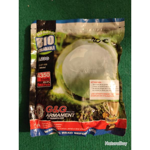 2 Lots de 1 kg, bille airsoft 0.23