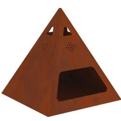 Brasero acier patin&eacute; rouill&eacute; 50x50x51 cm pyramidal r&eacute;sistant chaleur