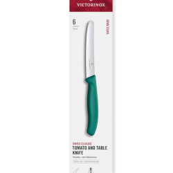 Victorinox Swiss Classic - Set de 6 Couteaux &agrave; Tomates et de Table 11 cm manche Vert Kale 6.7834.6C1