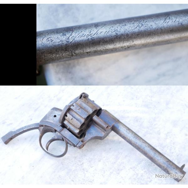 PARTIE �norme rarissime revolver Lefaucheux triple action 10 coups calibre 12 mm broche LIS25REV001