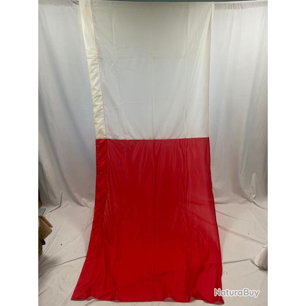 Drapeau Pologne en nylon 1,20m x 3m avec gaine pour poteau, confectionn� en allemagne de l'est