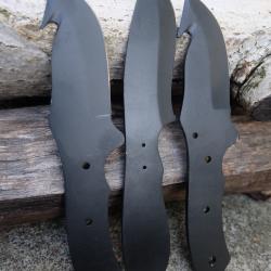 Lot de 3 Lames Skinner & Guthook Acier Carbone 1055 Blk Lame A Customiser Le Manche - Lames seules