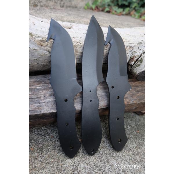 Lot de 3 Lames Skinner & Guthook Acier Carbone 1055 Blk Lame A Customiser Le Manche - Lames seules