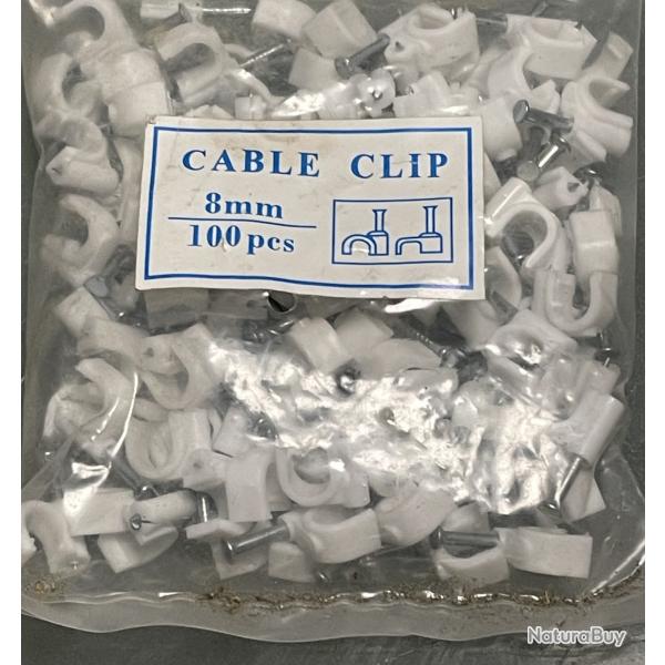 100 attache passe cable clip 8 mm