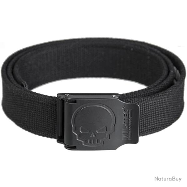 Ceinture Tactique Mil-Tec 40mm Boucle M�tal T�te de Mort Ajustable Noir EDC Outdoor