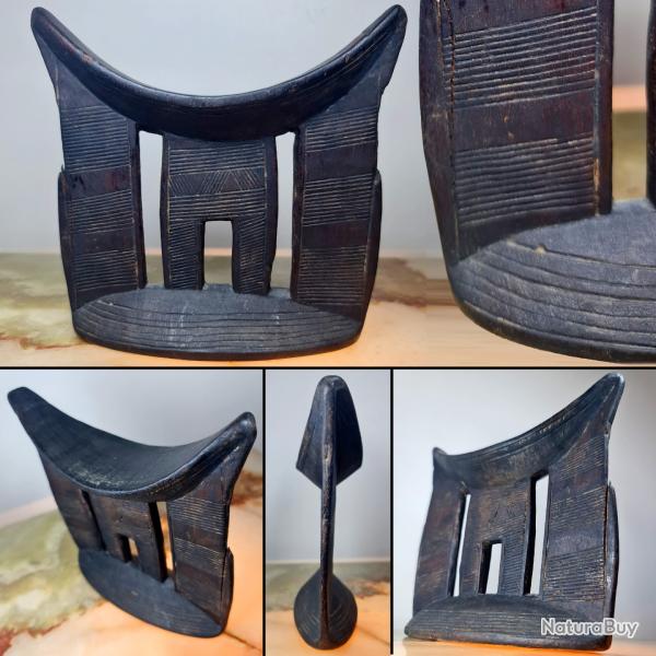 Appui-t�te tribal �thiopien � Burkano � en bois, sculpt� � la main, d�but du XXe si�cle