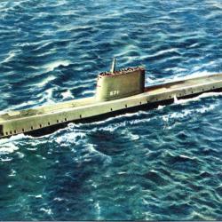 Carte postale illustr&eacute;e sous-marin atomique 571 Le Nautilus- N&deg;8943