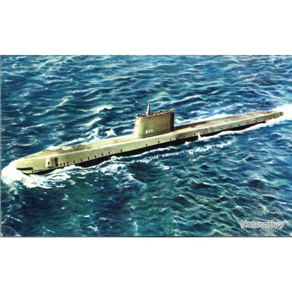 Carte postale illustr�e sous-marin atomique 571 Le Nautilus- N�8943