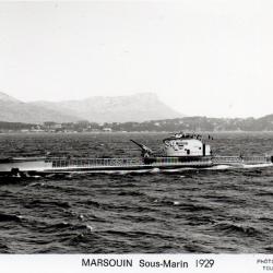 Carte postale illustr&eacute;e sous-marin Marsouin 1929- N&deg;8946