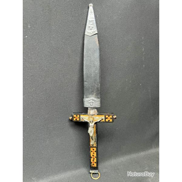 ANCIEN COUTEAU CRUCIFIX DES ANNEES 30 / 40 POUR COLLECTION, DAGUE, STYLET