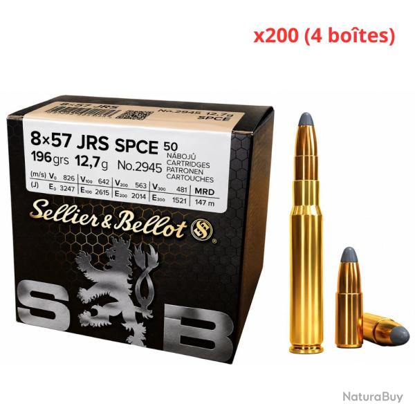 MUNITIONS SELLIER BELLOT CALIBRE 8x57 JRS SPCE 196gr - 12.7g x200 