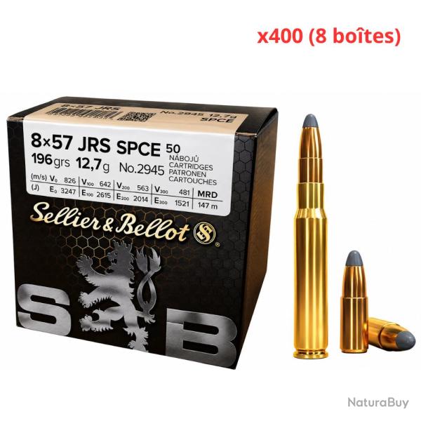 MUNITIONS SELLIER BELLOT CALIBRE 8x57 JRS SPCE 196gr - 12.7g x400 