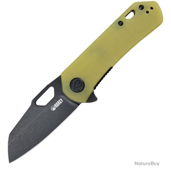 Couteau Pliant Kubey Duroc Lame Acier D2 Sheepsfoot Manche G10 Jaune Linerlock KUB332H