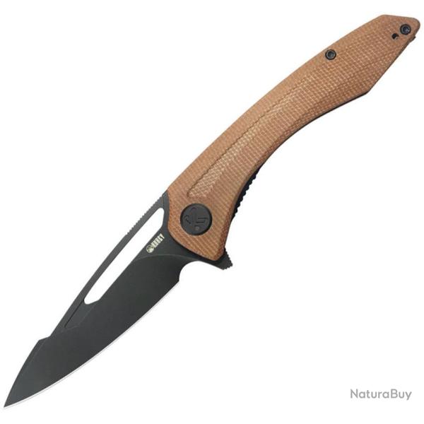 Couteau Pliant Kubey Merced Lame Acier 14C28N Manche Micarta Sable Linerlock KUB345O