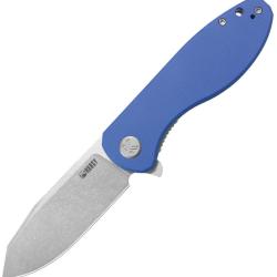 Couteau Pliant Kubey Master Chief Lame Acier 14C28N Tanto Invers&eacute; Manche G10 Bleu Linerlock KUB358M