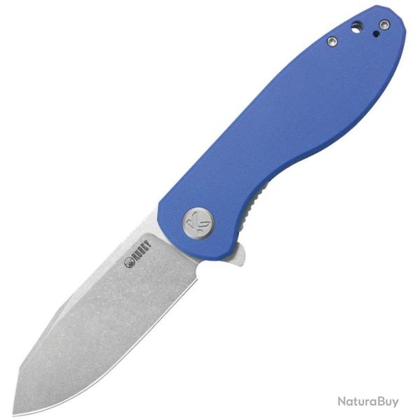 Couteau Pliant Kubey Master Chief Lame Acier 14C28N Tanto Invers� Manche G10 Bleu Linerlock KUB358M