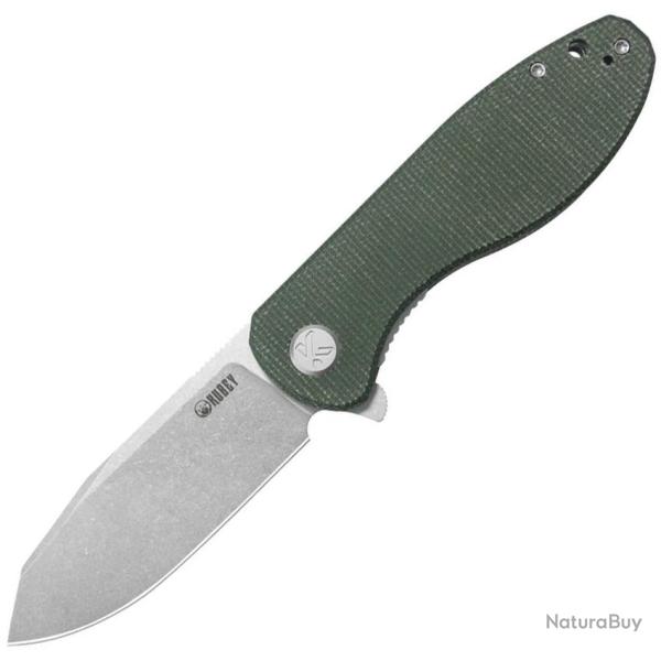 Couteau Pliant Kubey Master Chief Lame Acier 14C28N Manche Micarta Vert Linerlock KUB358R