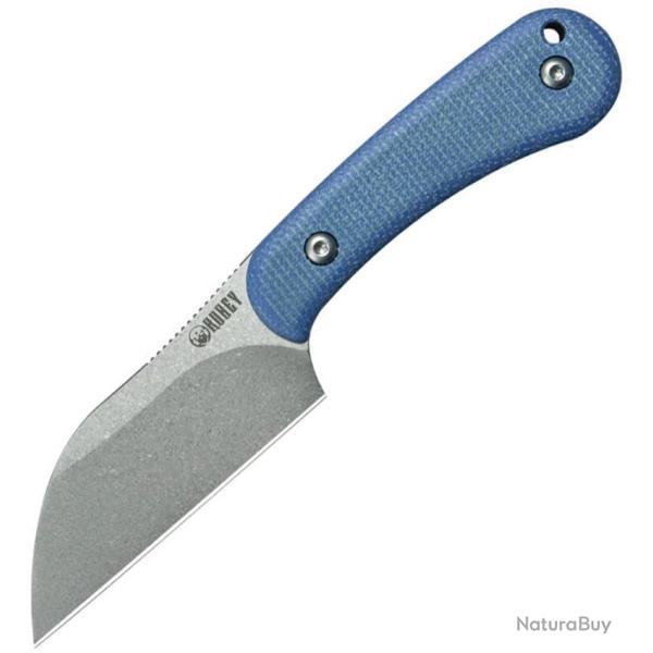 Couteau Fixe Kubey Rockhopper Lame Acier 14C28N Wharncliffe Manche Micarta Bleu �tui Kydex KUB412C