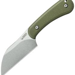 Couteau Fixe Kubey Rockhopper Lame Acier 14C28N Wharncliffe Manche Micarta Vert &Eacute;tui Kydex KUB412E