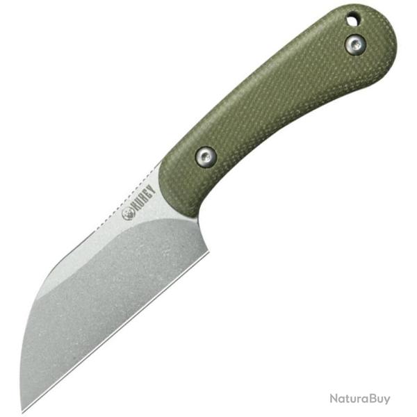 Couteau Fixe Kubey Rockhopper Lame Acier 14C28N Wharncliffe Manche Micarta Vert �tui Kydex KUB412E