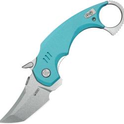 Couteau Pliant Kubey Jaw Karambit Tiffany Lame Acier 14C28N Tanto Manche G10 Bleu Linerlock KUB439B