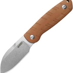 Couteau Fixe Kubey Microburst Lame Acier 14C28N Sheepsfoot Manche Micarta Marron &Eacute;tui Kydex KUB455B
