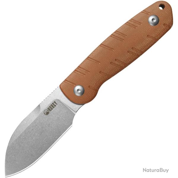 Couteau Fixe Kubey Microburst Lame Acier 14C28N Sheepsfoot Manche Micarta Marron �tui Kydex KUB455B