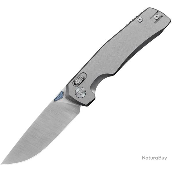 Couteau Pliant Kunwu Knives X-TAO XT Lame Acier Elmax Manche Titane Gris KUNX703T