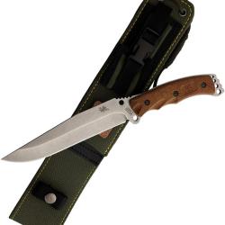 Couteau Fixe Linton Cutlery Lame Inox Clip Point Manche Caoutchouc Marron &Eacute;tui Nylon L95051