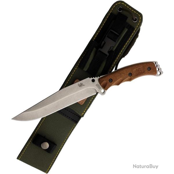 Couteau Fixe Linton Cutlery Lame Inox Clip Point Manche Caoutchouc Marron �tui Nylon L95051
