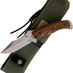 Couteau Fixe Linton Cutlery Hunter Lame Inox Manche Caoutchouc Marron &Eacute;tui L95052