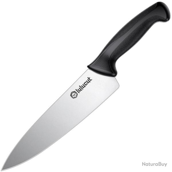 Couteau de Chef lulucut Premiumcut Lame Acier X50CrMoV15 Satin�e 20,32 cm Manche TPR Noir LL0201B08